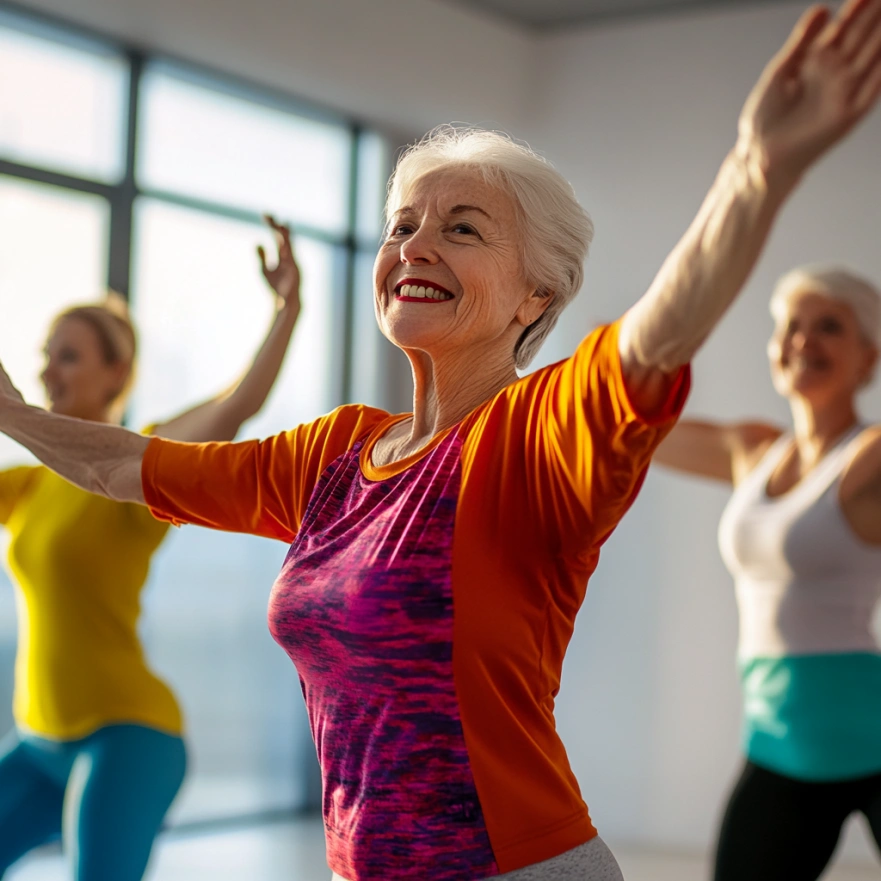 Активні люди старшого віку на фітнес-заняттях